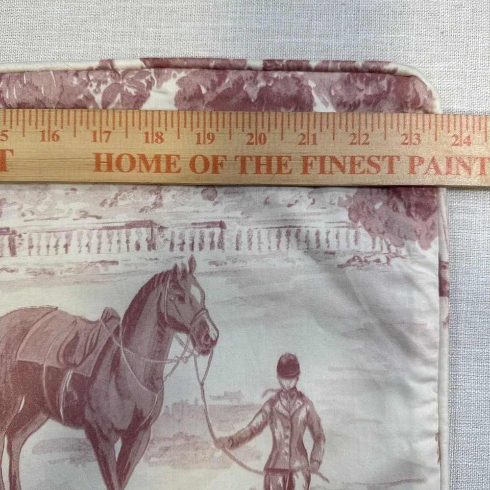 Toile De Jouy Pillow Cover Equestrian Pillow Sham Horse Country Decor 23 x 23 in